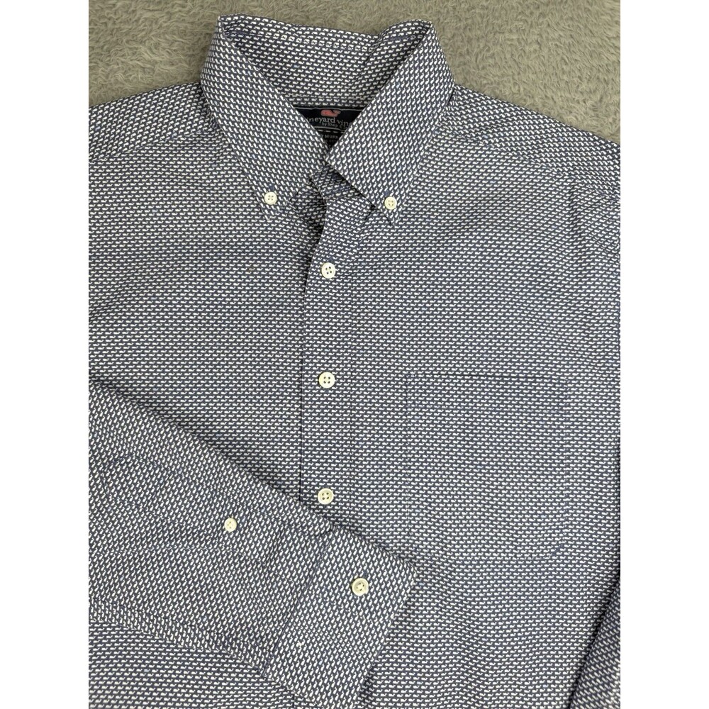 Vineyard Vines Murray Shirt Slim Fit M Blue Whale Print Button Down Cotton